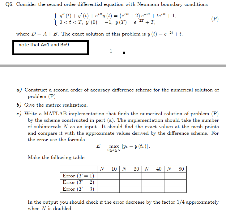 Q6. Consider the second order differential equation | Chegg.com