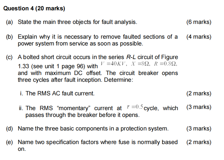 Solved (a) State The Main Three Objects For Fault Analysis. | Chegg.com