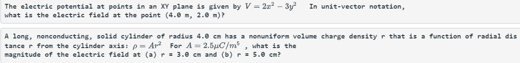 Solved The electric potential at points in an XY plane is | Chegg.com