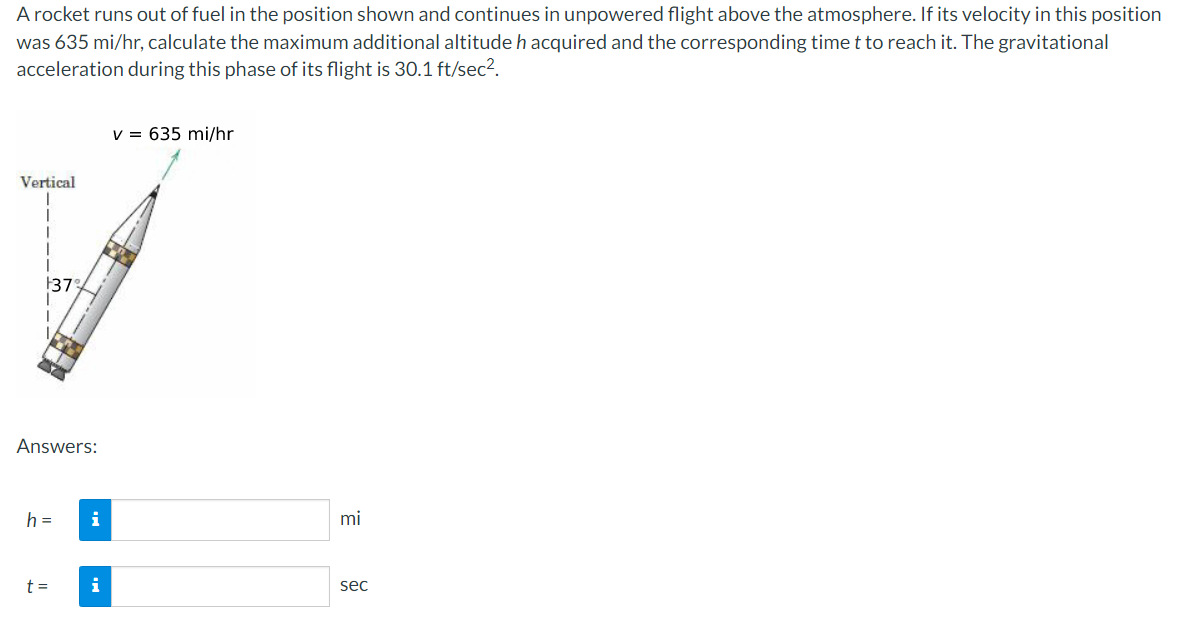 Solved A rocket runs out of fuel in the position shown and
