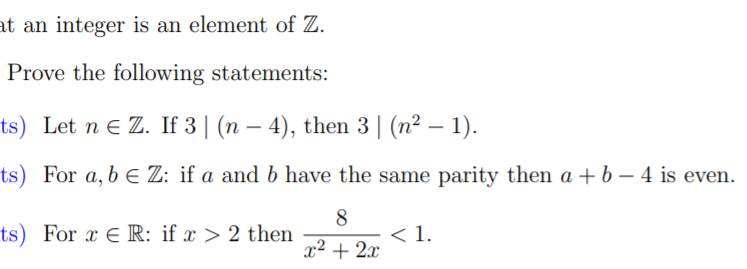 Solved at an integer is an element of Z. Prove the following | Chegg.com