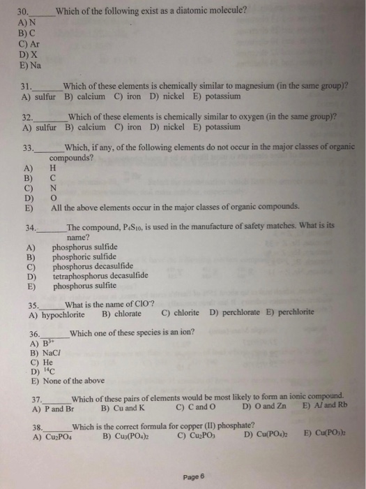 Solved Which Of The Following Exist As A Diatomic Molecule? | Chegg.com