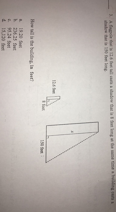 Solved A flagpole that is 12.6 feet tall casts a shadow that | Chegg.com
