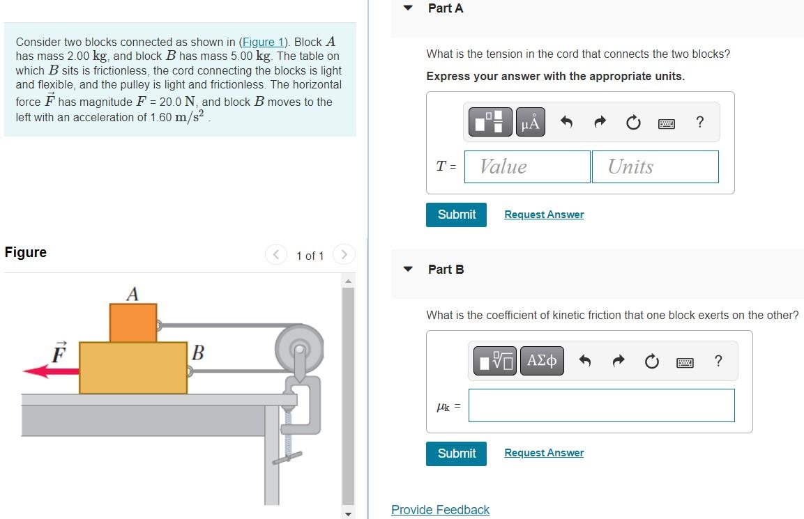 Solved Consider Two Blocks Connected As Shown In (Figure 1). | Chegg.com