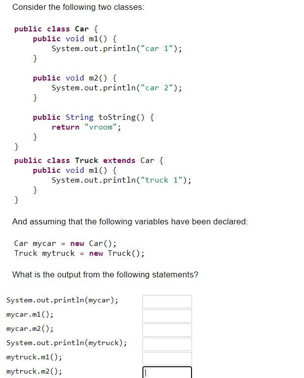 Solved Consider the following two classes: public class Car 