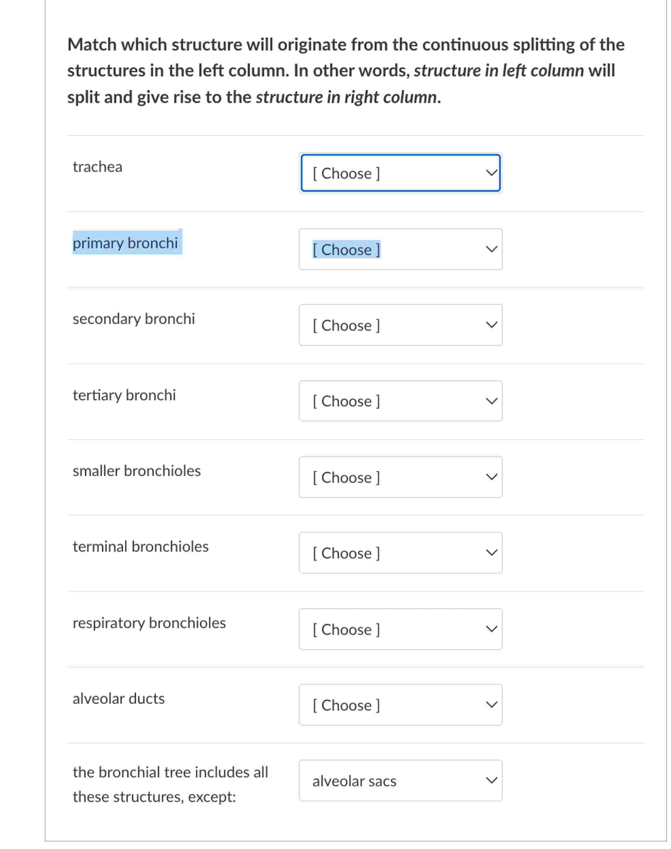 Solved Match which structure will originate from the | Chegg.com