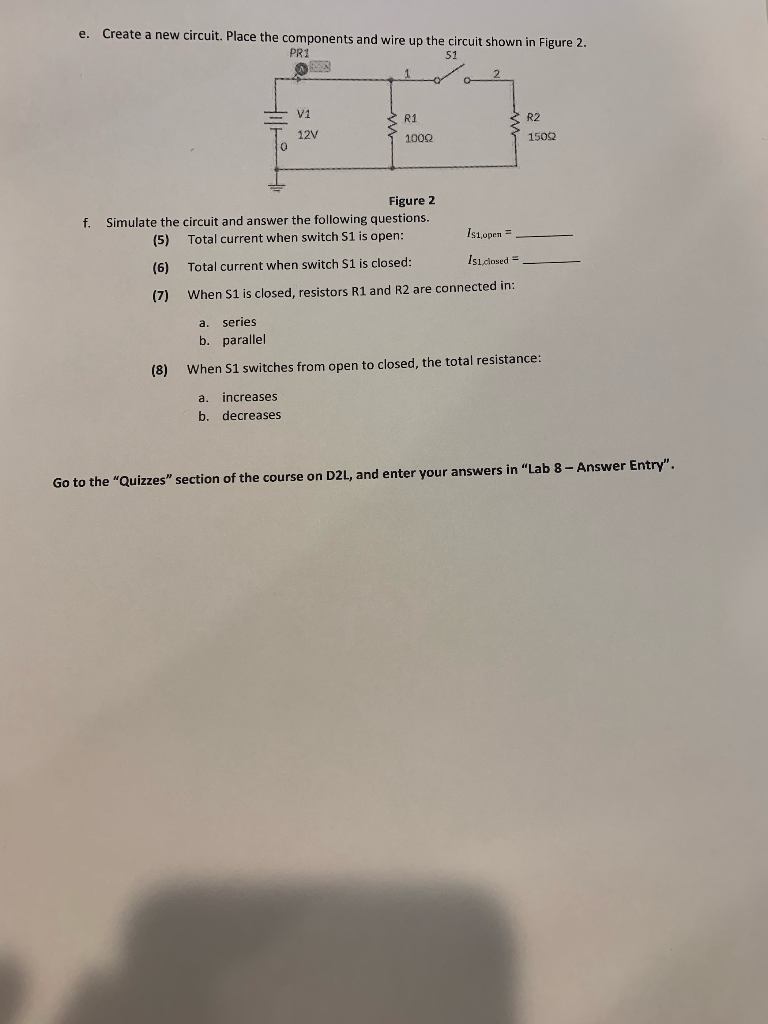 Solved EET 112 - Elementary Electronics - Fall 2020 Lab | Chegg.com