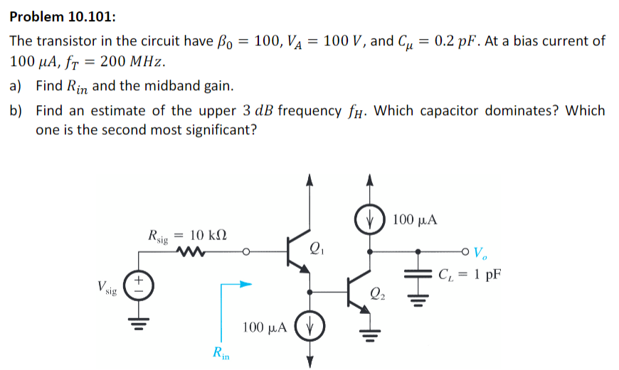 Solved Problem 10.101: The transistor in the circuit have ſo | Chegg.com