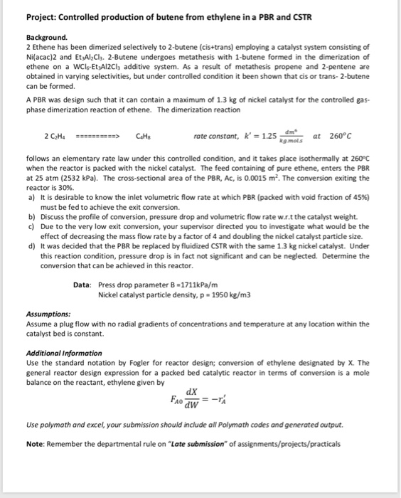 Project: Controlled Production Of Butene From 