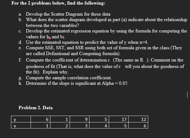 Solved For the 2 problems below, find the following: a. | Chegg.com
