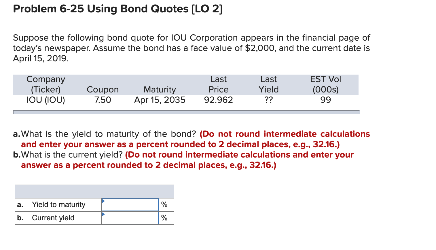 Solved Problem 6-25 Using Bond Quotes (LO 2] Suppose the | Chegg.com