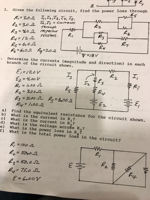 Solved Given the following circuit, find the power loss | Chegg.com