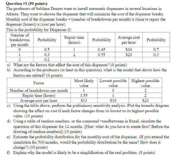 0 0.5 0.7 1 2 0.2 Question #1 (50 points) The | Chegg.com