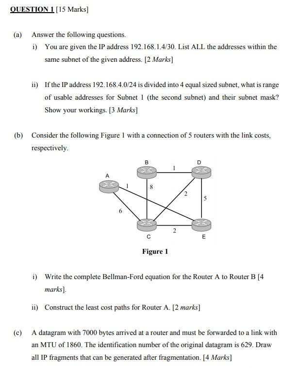 Solved QUESTION 1 [15 Marks] (a) Answer the following | Chegg.com