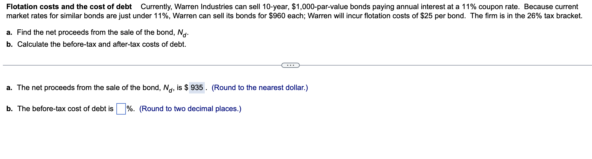 Solved Flotation costs and the cost of debt Currently,
