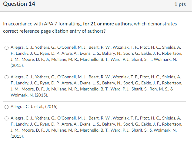 n accordance with APA 7 formatting, for 21 or more | Chegg.com