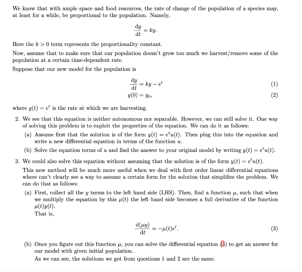 Solved We know that with ample space and food resources, the | Chegg.com