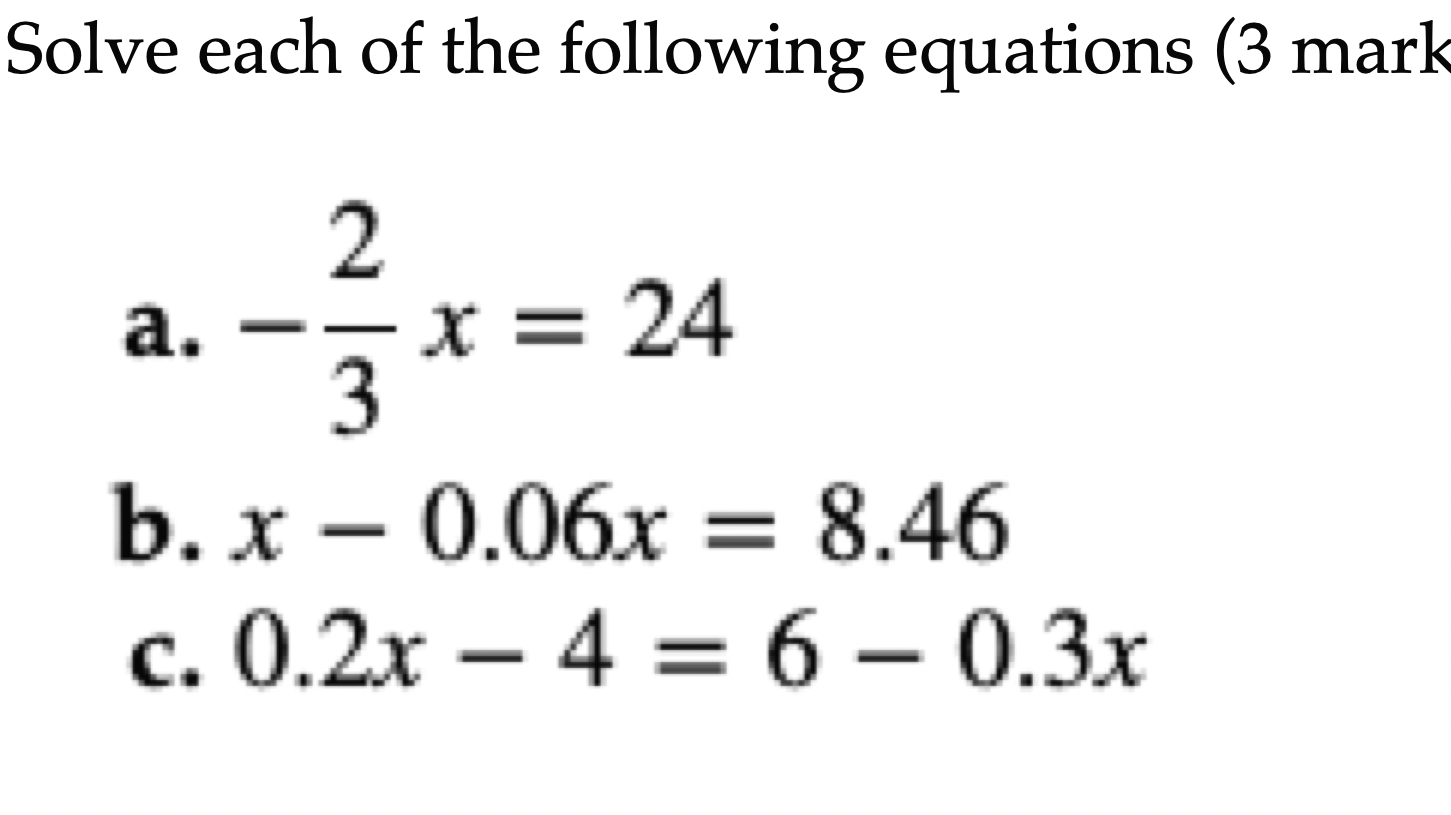 Solved Solve each of the following equations ( 3 mark a. | Chegg.com