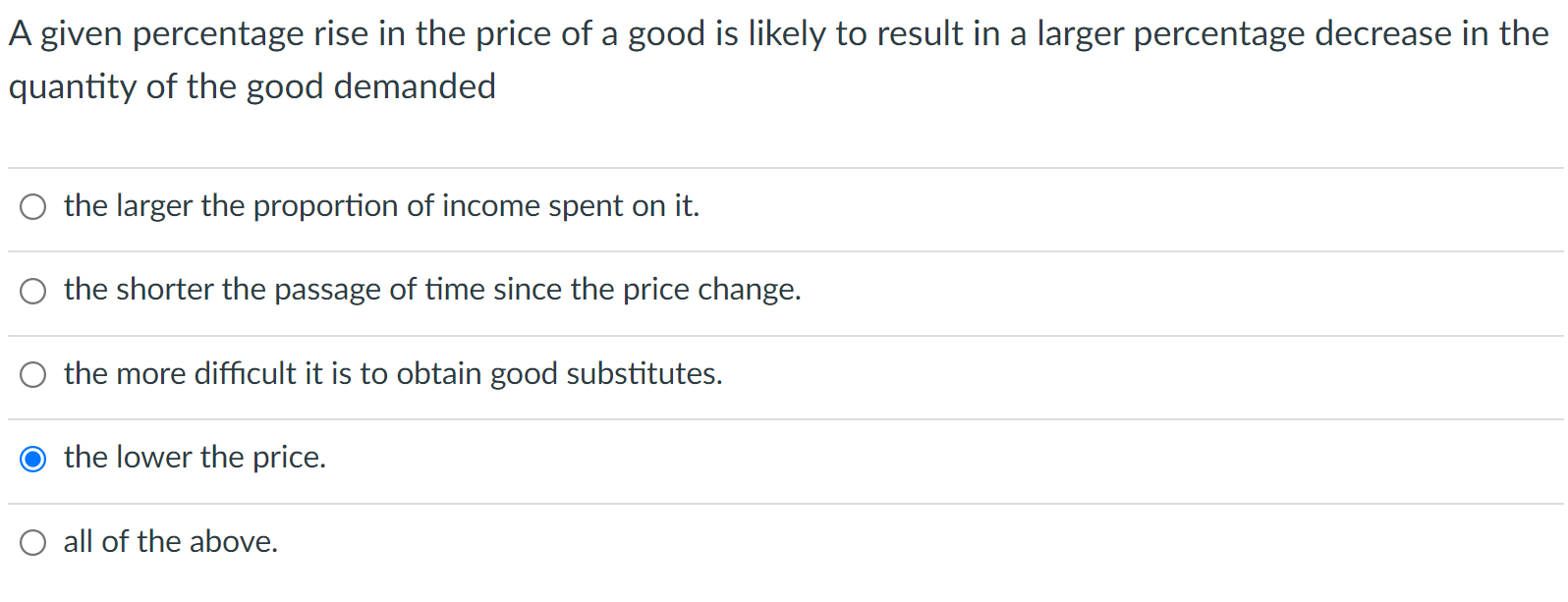 Solved A given percentage rise in the price of a good is | Chegg.com