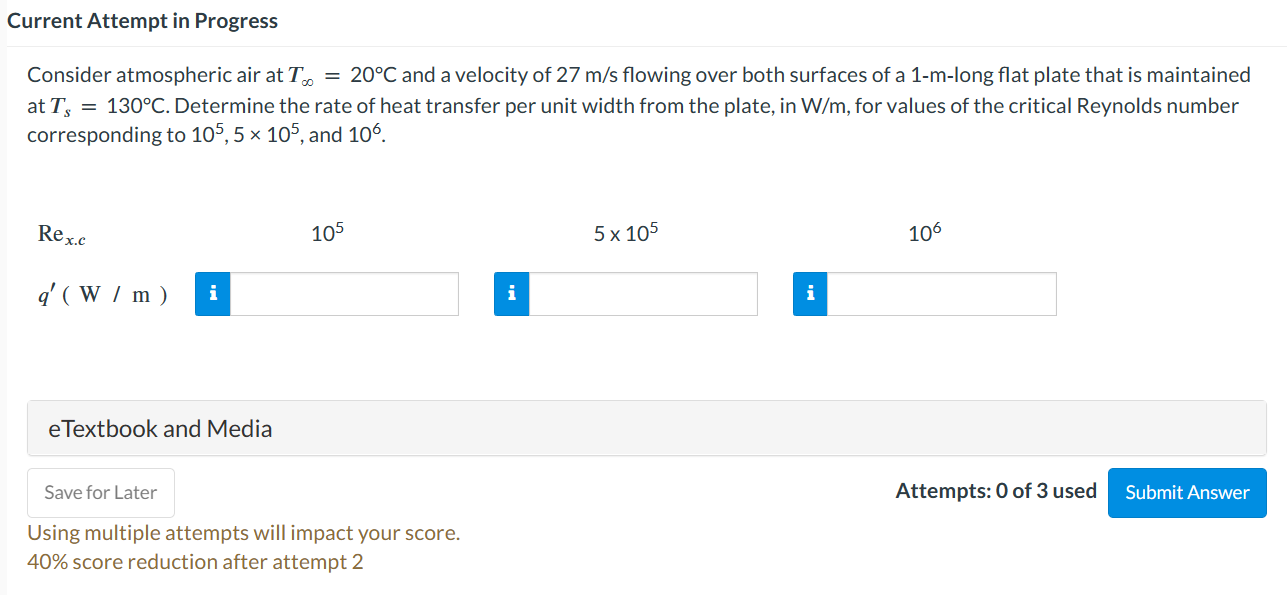 Solved Consider atmospheric air at T∞=20∘C and a velocity of | Chegg.com