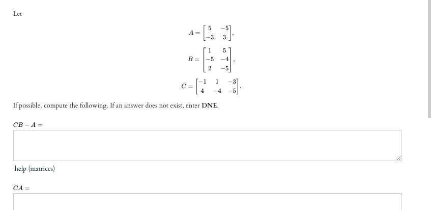 Solved Let -3 A= 15 3 -5 1 5 -4 -5 B= 2 -1 2 -5 1 If | Chegg.com