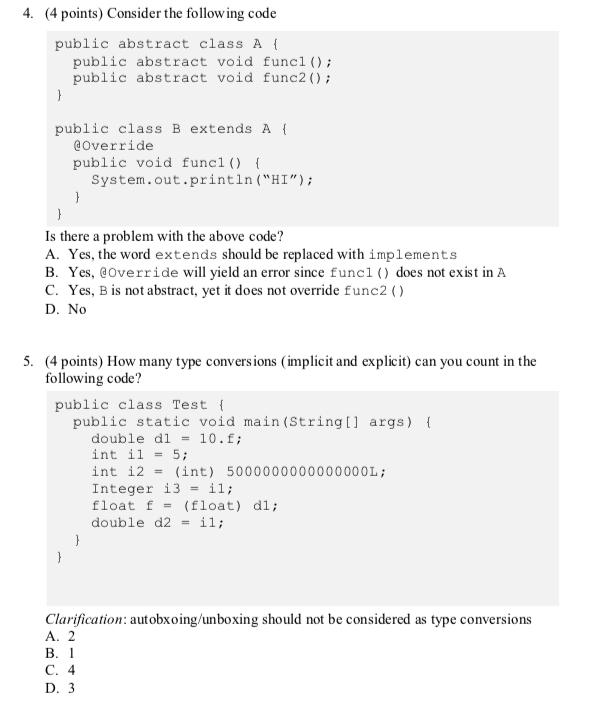 Solved 1. (4 points) The follow ing code appears in the file | Chegg.com