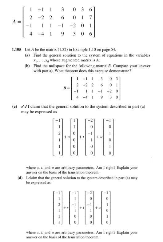 Solved 1.105 Let A be the matrix (1.32) in Example 1.10 on | Chegg.com