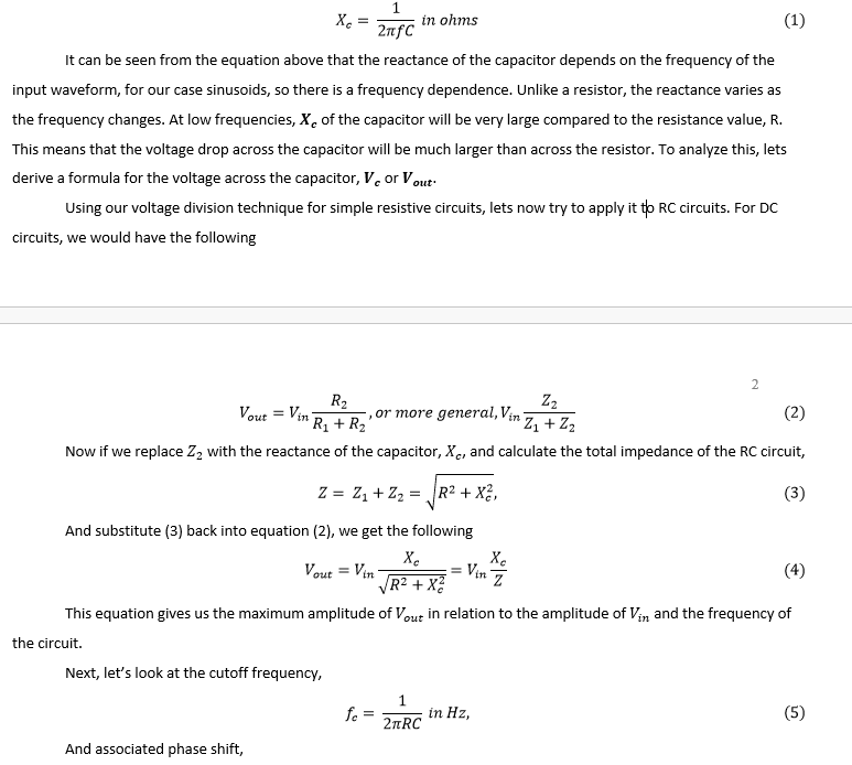 Solved 1 X in ohms (1) 2nfc It can be seen from the equation | Chegg.com