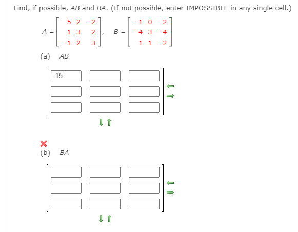 Solved Find, If Possible, AB And BA. (If Not Possible, Enter | Chegg.com