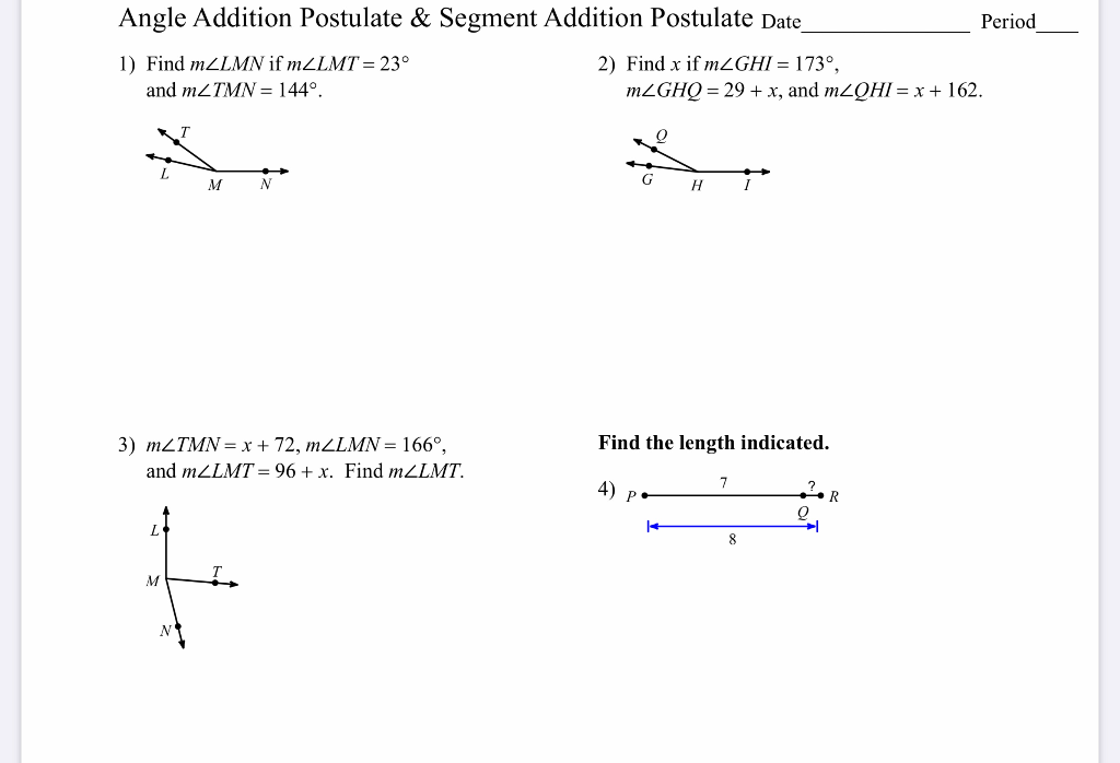 segment addition postulate problems