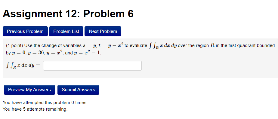 Solved Assignment 12: Problem 6 Previous Problem Problem | Chegg.com