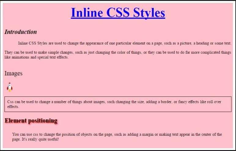 Solved Inline CSS Styles Are Used To Change The Appearance | Chegg.com