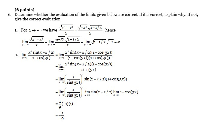 Solved (6 points) 6. Determine whether the evaluation of the | Chegg.com