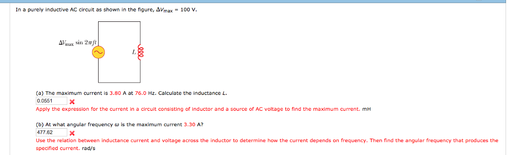 Solved In a purely inductive AC circuit as shown in the | Chegg.com