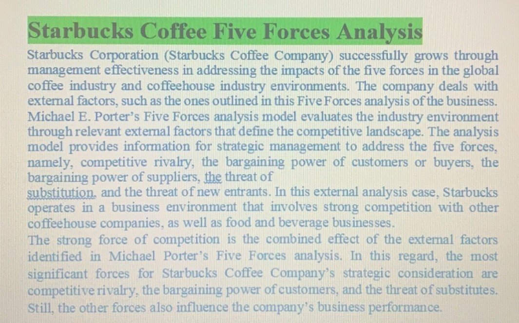 starbucks five forces analysis