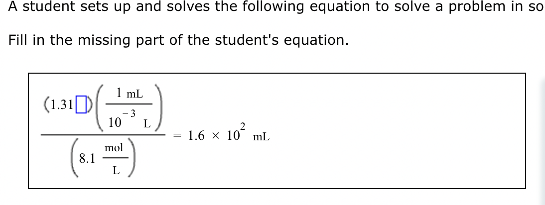 Solved A Student Sets Up And Solves The Following Equation | Chegg.com