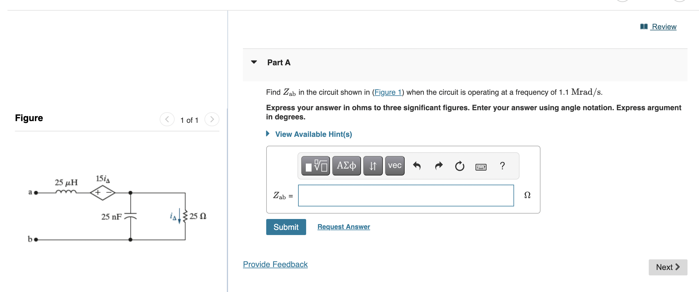 Solved Find Zab In The Circuit Shown In (Figure 1) When The | Chegg.com