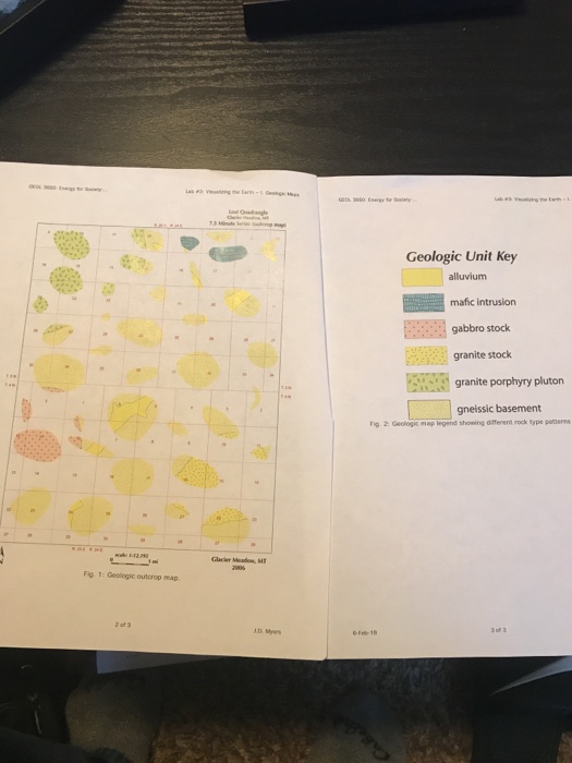 Geologic Unit Key alluvium mafic intrusion gabbro | Chegg.com