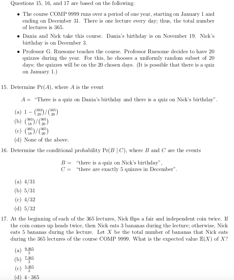 Solved Questions 15, 16, and 17 are based on the following . | Chegg.com