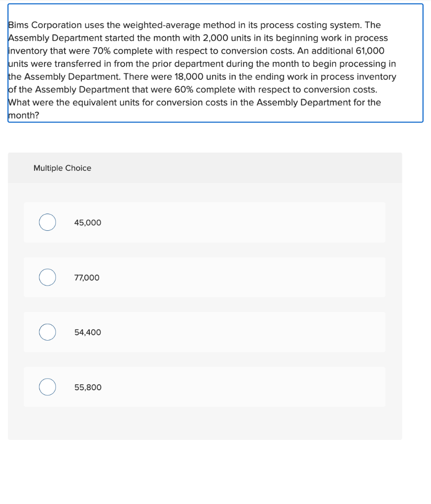 Solved Bims Corporation uses the weightedaverage method in