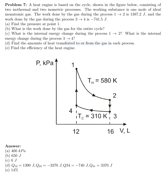 Solved Problem 7: A Heat Engine Is Based On The Cycle, Shown | Chegg.com