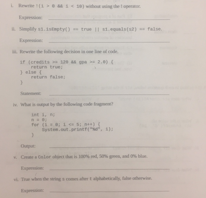 Solved i. Rewrite !(1 > θ && i