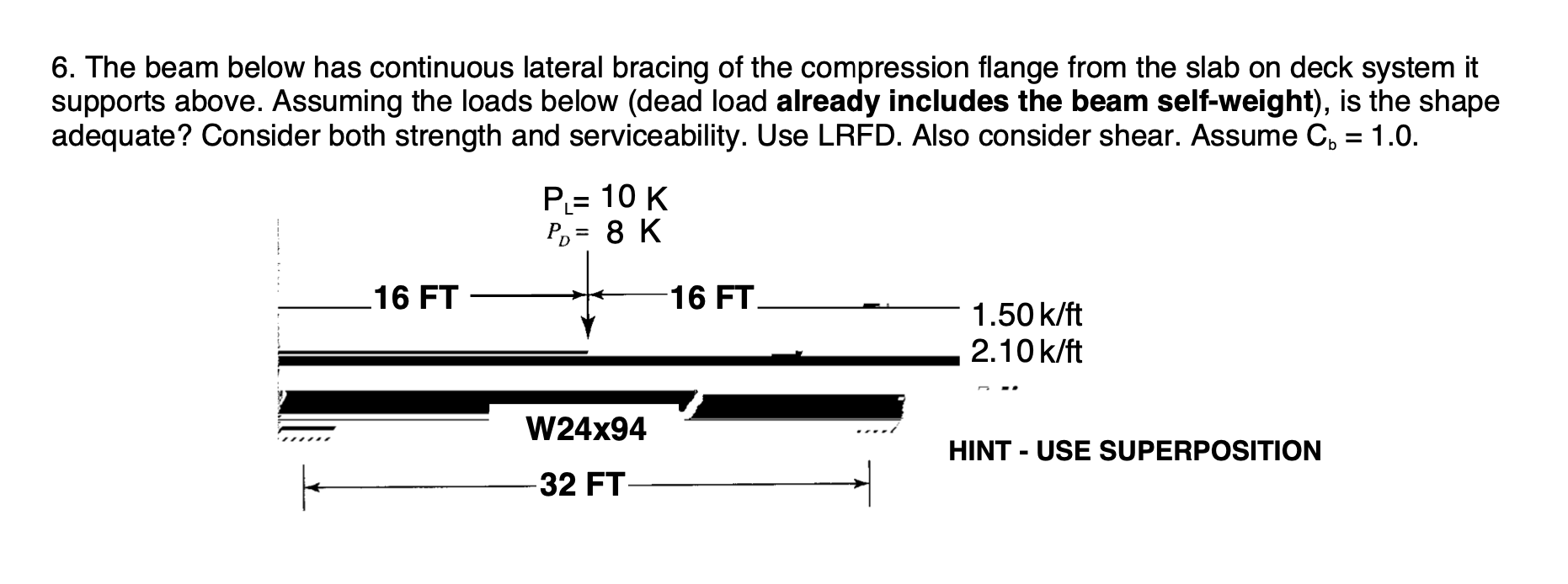 6. The beam below has continuous lateral bracing of | Chegg.com