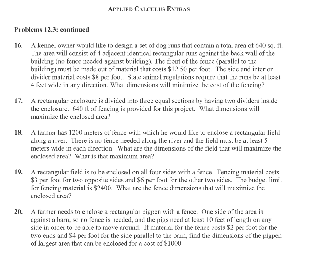 Solved APPLIED CALCULUS EXTRAS Problems 12.3: continued 16. | Chegg.com
