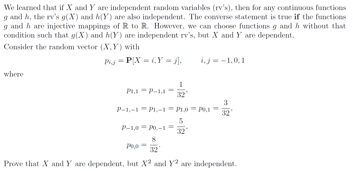 Solved We Learned That If X And Y Are Independent Random Chegg Com