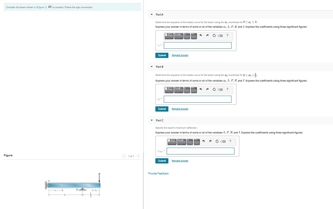 Solved Consider the beam shown in (Figure 1) El is constant. | Chegg.com