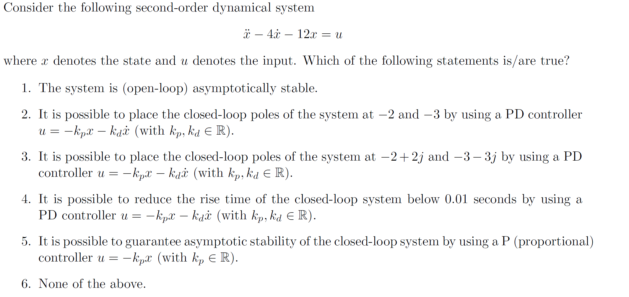 Consider The Following Second-order Dynamical System | Chegg.com