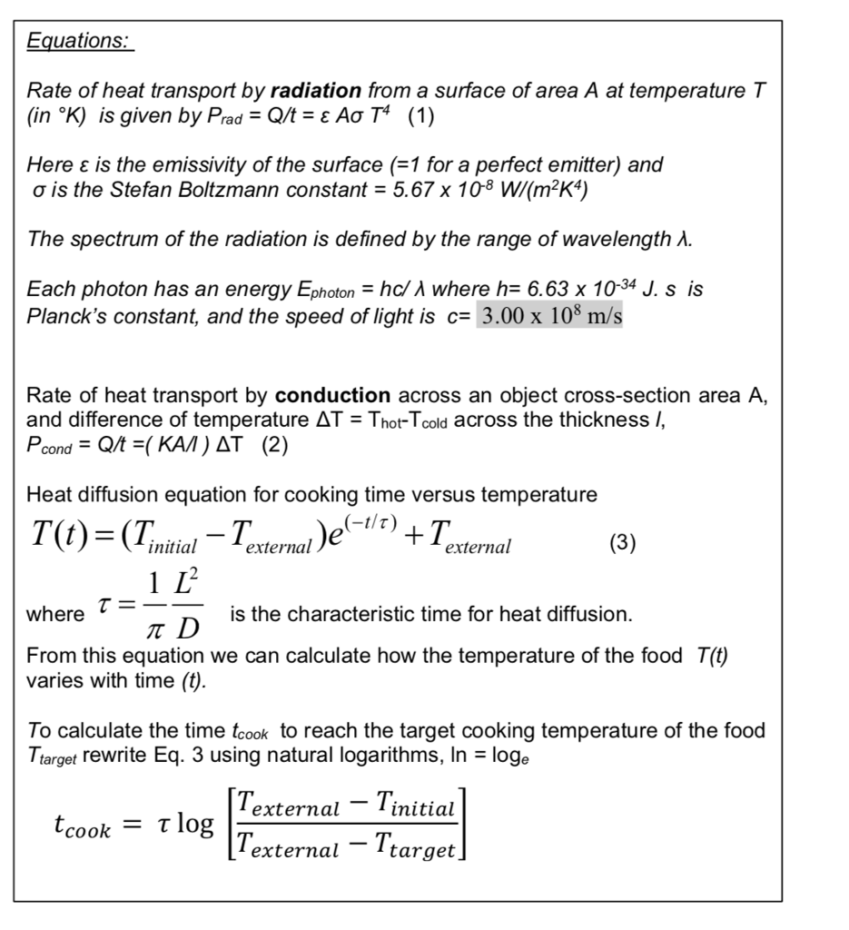 Solved Equations Rate of heat transport by radiation from a | Chegg.com