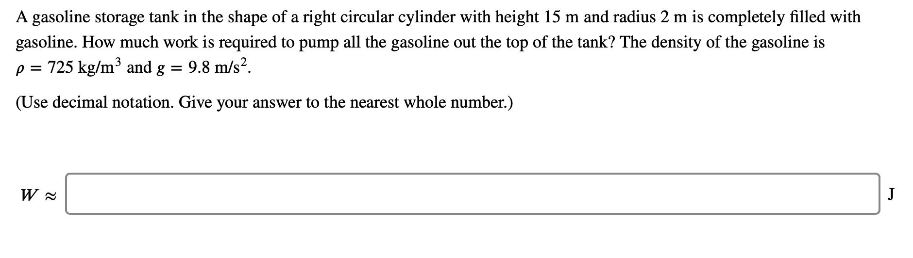 Solved A gasoline storage tank in the shape of a right | Chegg.com