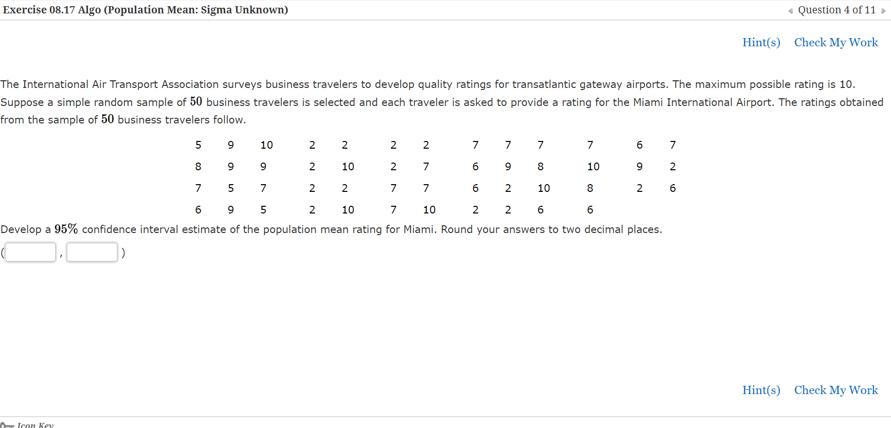 Solved Exercise 08 17 Algo (Population Mean: Sigma Unknown) Chegg com